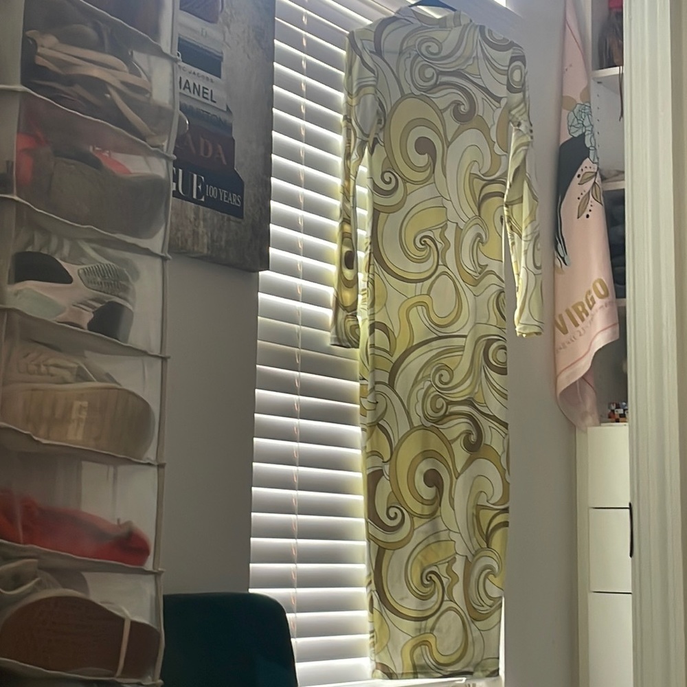 fitted print long dress